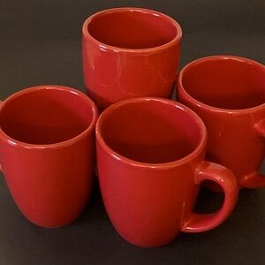 Set of 4 Red Corelle Coordinates Stoneware Coffee Mugs